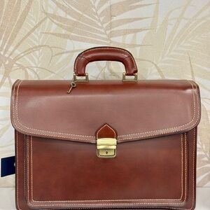 Men's Brown Leather Briefcase - Classic Professional Work Bag
